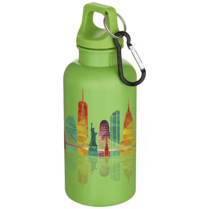 Botella de 400 ml de color liso de plástico reciclado con certificado RCS y mosquetón "Oregon"