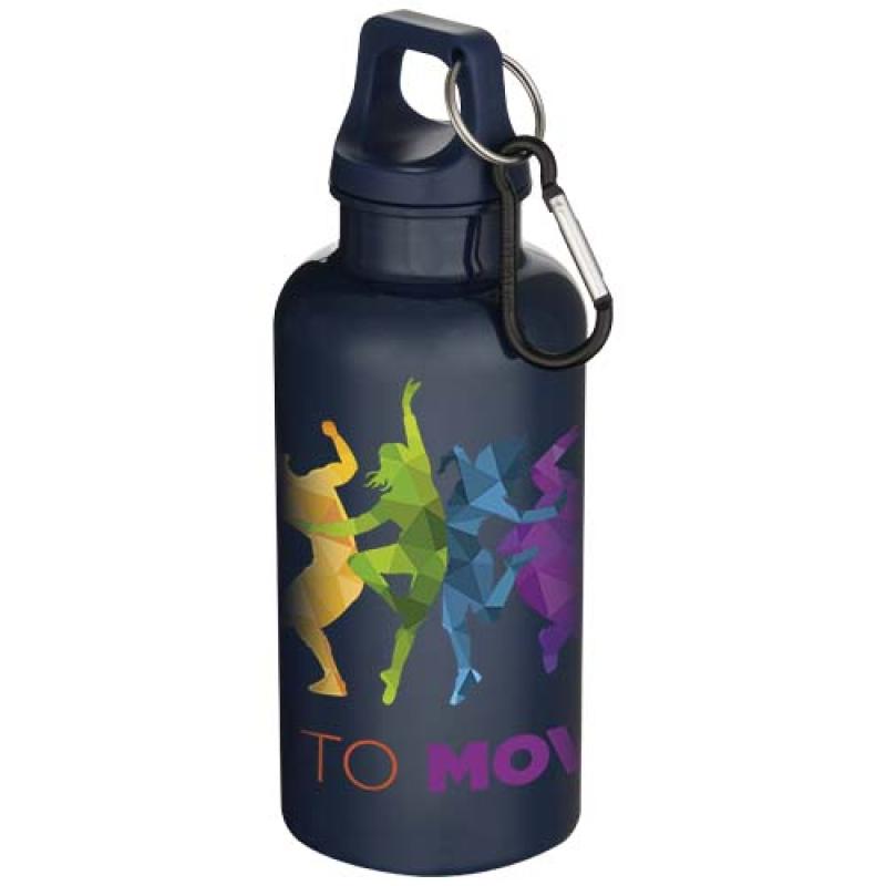 Botella de 400 ml de color liso de plástico reciclado con certificado RCS y mosquetón "Oregon"