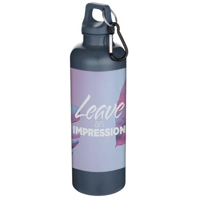 Botella de 750 ml con mosquetón en color liso de plástico reciclado con certificado RCS "Oregon"