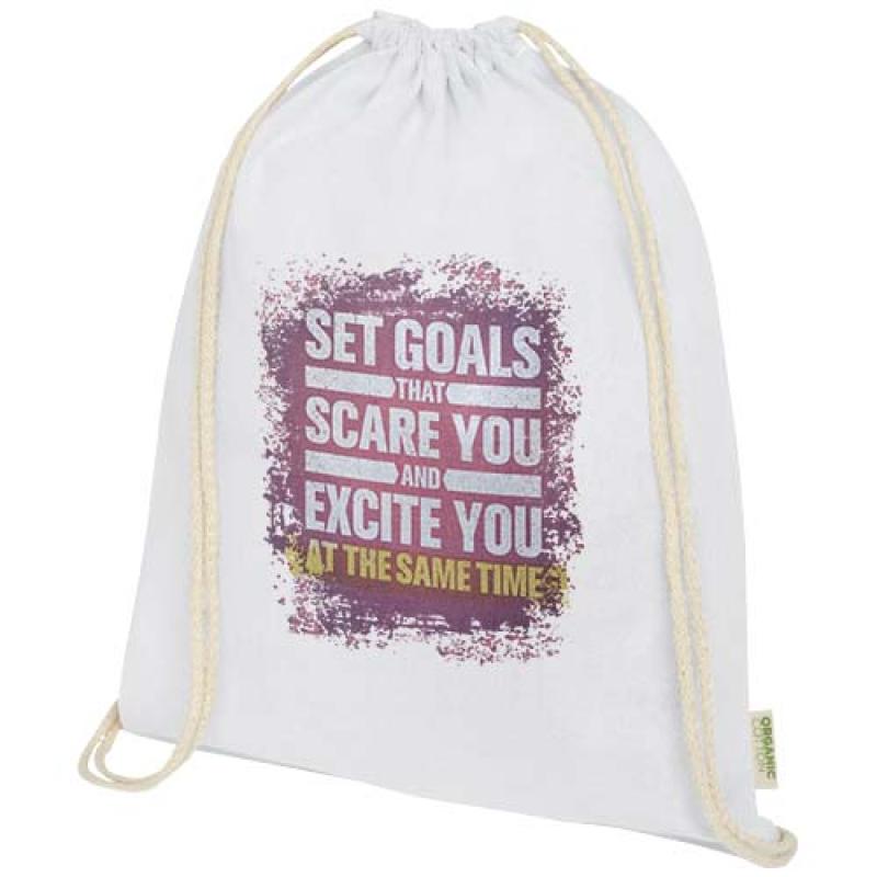 Bolsa con cuerdas de 5 l algodón orgánico OCS de 140 g/m² "Odisha"