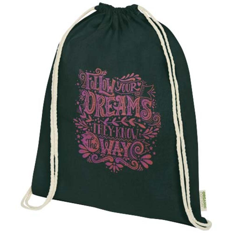 Bolsa con cuerdas de 5 l algodón orgánico OCS de 140 g/m² "Odisha"