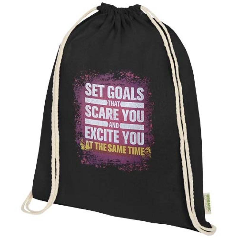 Bolsa con cuerdas de 5 l algodón orgánico OCS de 140 g/m² "Odisha"