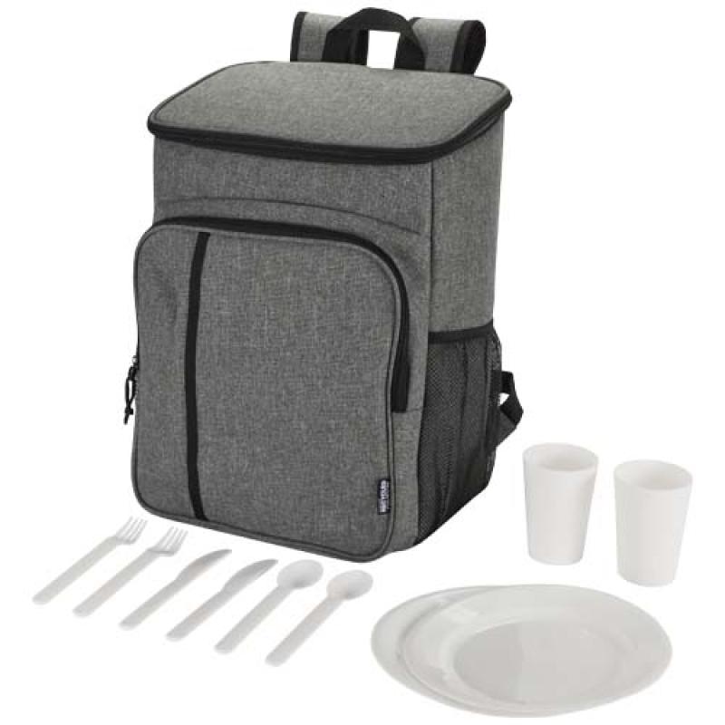 Mochila picnic nevera de 20l con material reciclado GRS incluyendo set de cubiertos "Tundra"