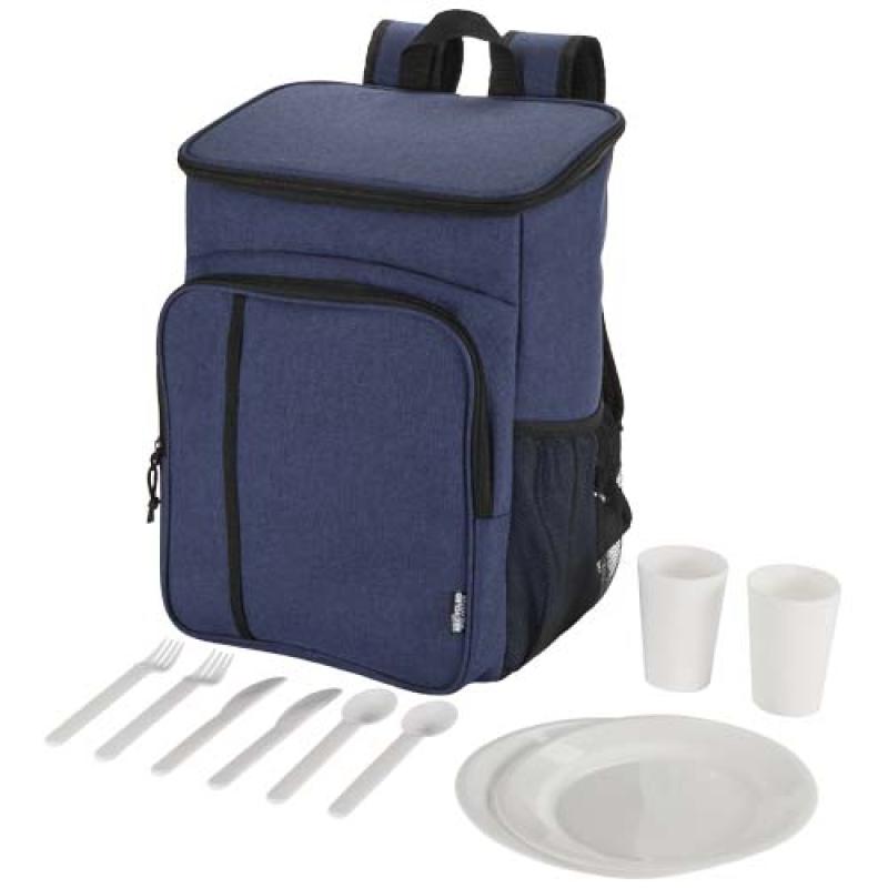 Mochila picnic nevera de 20l con material reciclado GRS incluyendo set de cubiertos "Tundra"