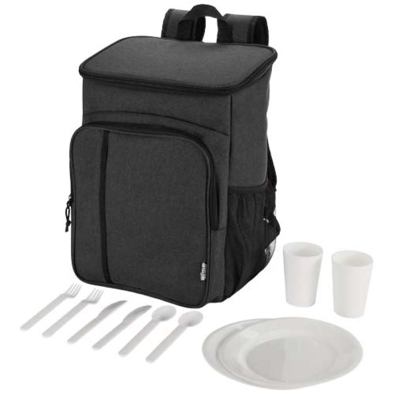 Mochila picnic nevera de 20l con material reciclado GRS incluyendo set de cubiertos "Tundra"