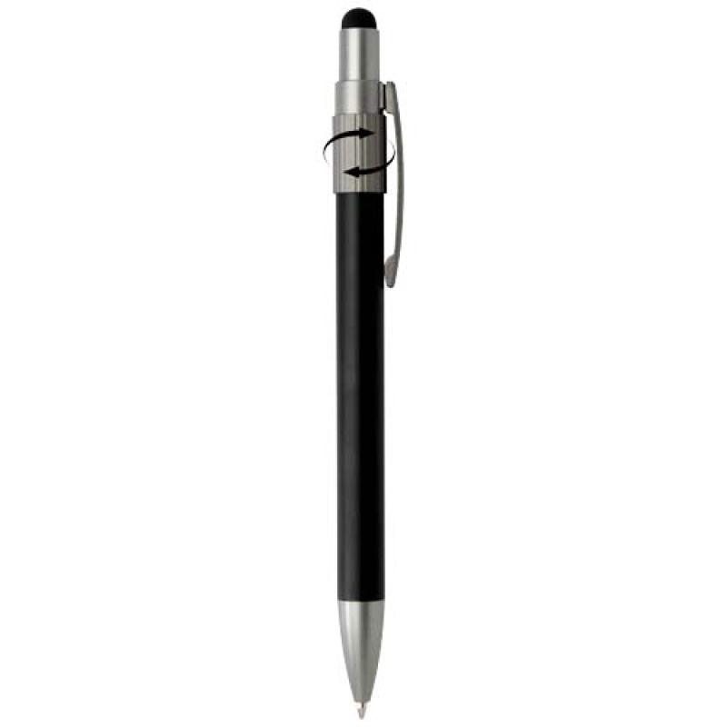 Bolígrafo de material reciclado RCS con stylus y fidget spinner (tinta negra) "Rill"