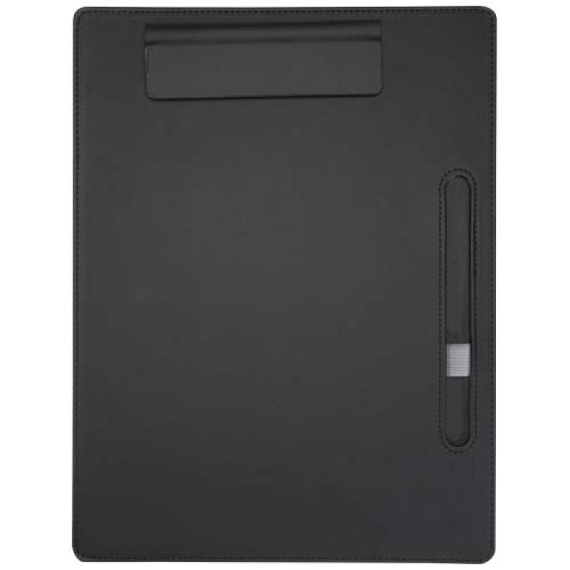 Portapapeles A4 con cierre magnético y bolígrafo de material reciclado RCS (tinta negra) "Clast"