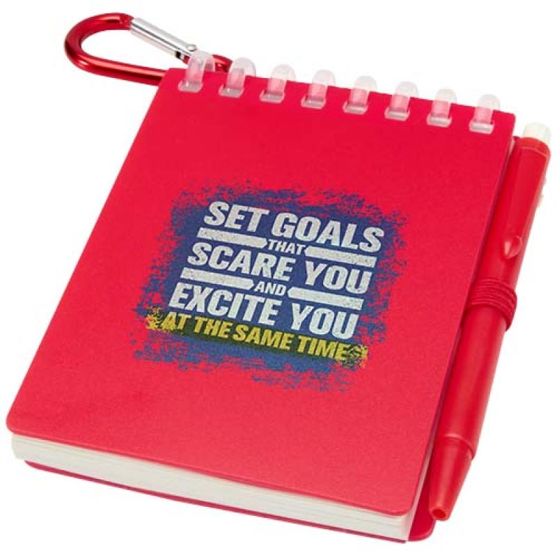 Set de libreta de tapa blanda y bolígrafo de exterior de material reciclado (tinta azul) "Lig Mini"