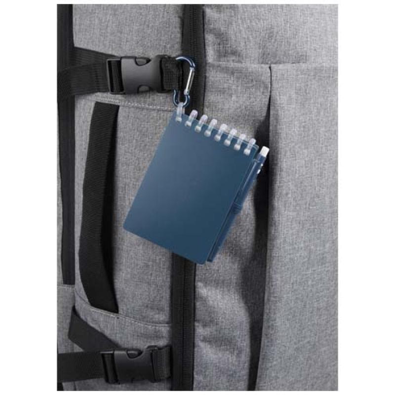 Set de libreta de tapa blanda y bolígrafo de exterior de material reciclado (tinta azul) "Lig Mini"