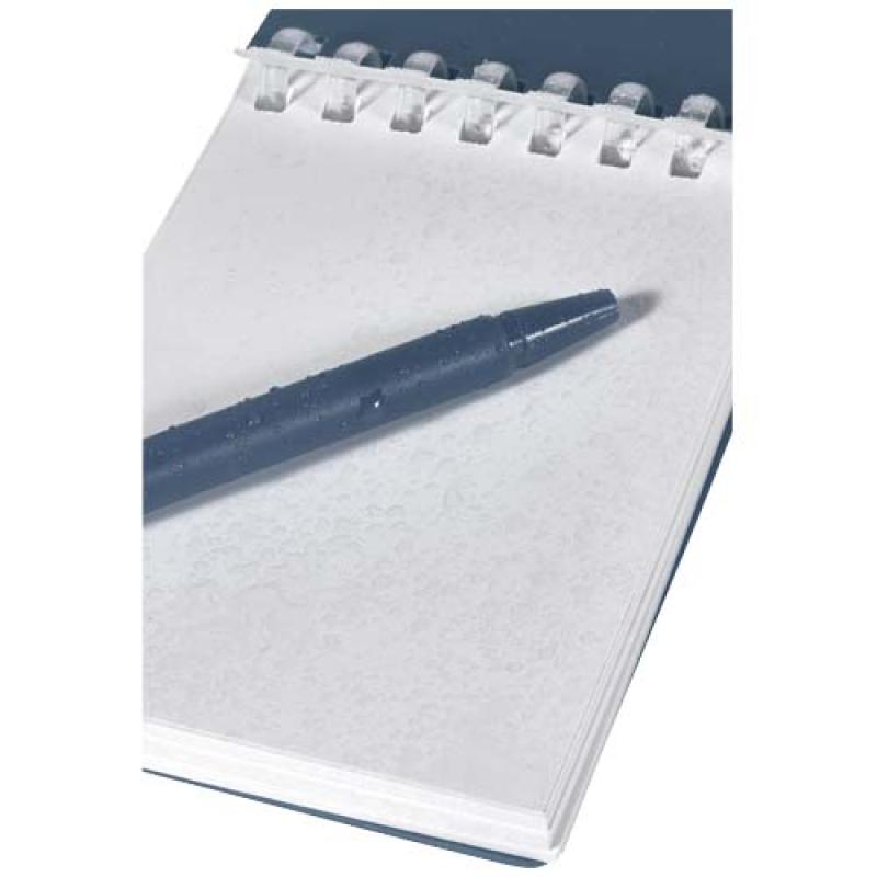 Set de libreta de tapa blanda y bolígrafo de exterior de material reciclado (tinta azul) "Lig Mini"