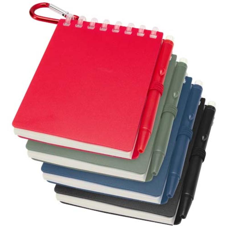 Set de libreta de tapa blanda y bolígrafo de exterior de material reciclado (tinta azul) "Lig Mini"