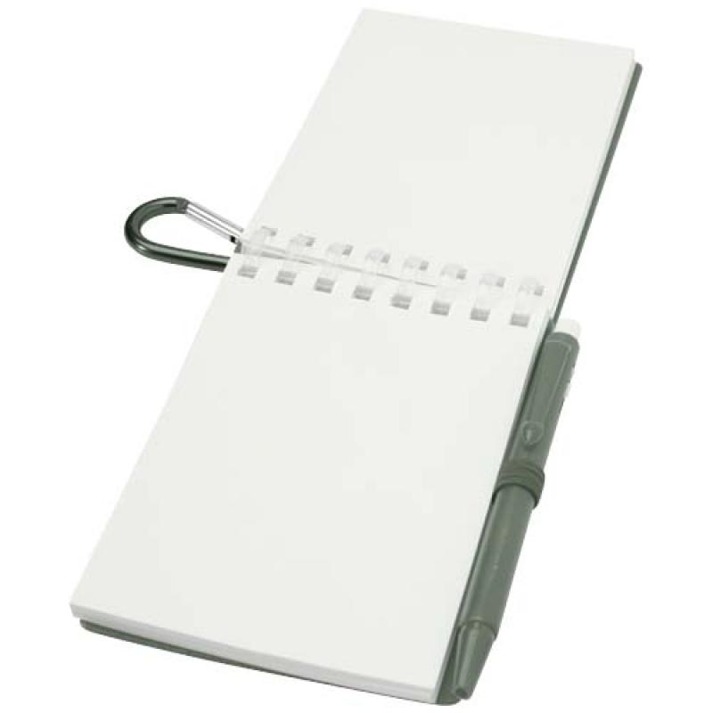 Set de libreta de tapa blanda y bolígrafo de exterior de material reciclado (tinta azul) "Lig Mini"