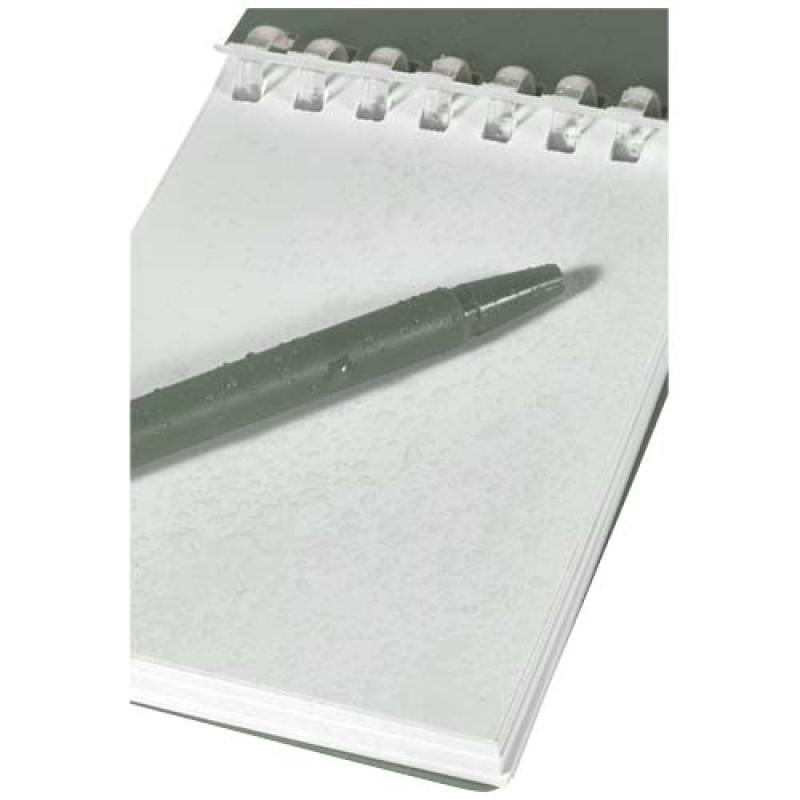 Set de libreta de tapa blanda y bolígrafo de exterior de material reciclado (tinta azul) "Lig Mini"