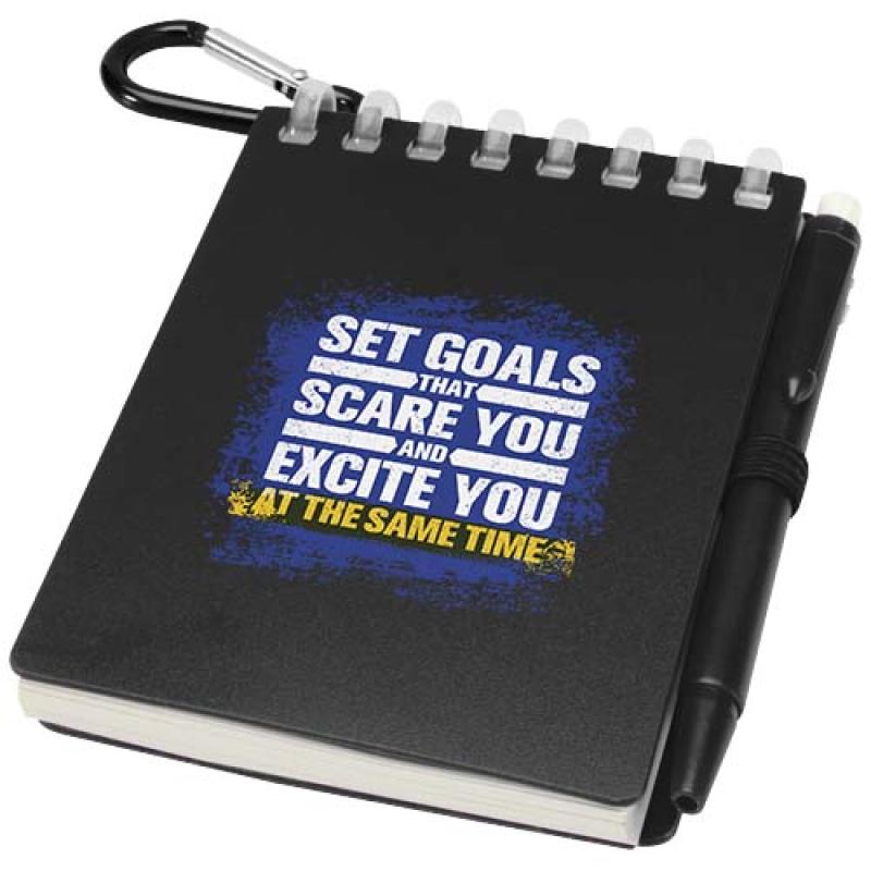 Set de libreta de tapa blanda y bolígrafo de exterior de material reciclado (tinta azul) "Lig Mini"