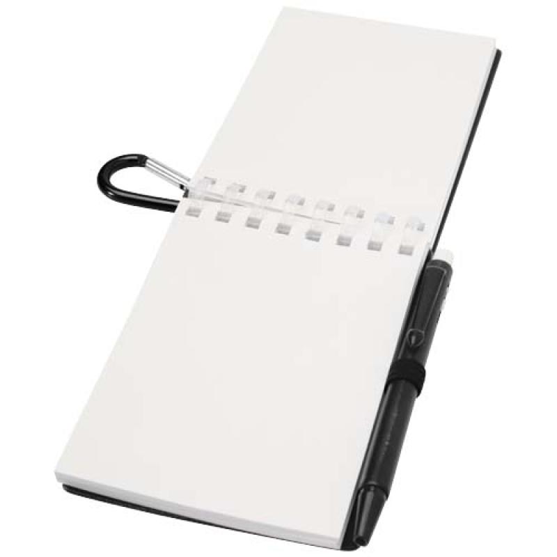 Set de libreta de tapa blanda y bolígrafo de exterior de material reciclado (tinta azul) "Lig Mini"