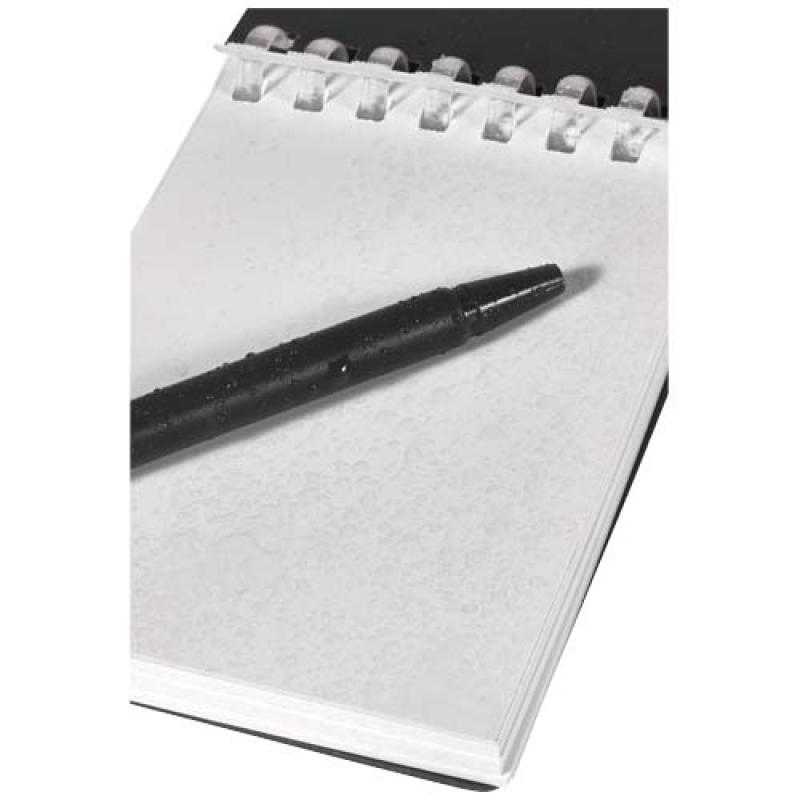 Set de libreta de tapa blanda y bolígrafo de exterior de material reciclado (tinta azul) "Lig Mini"