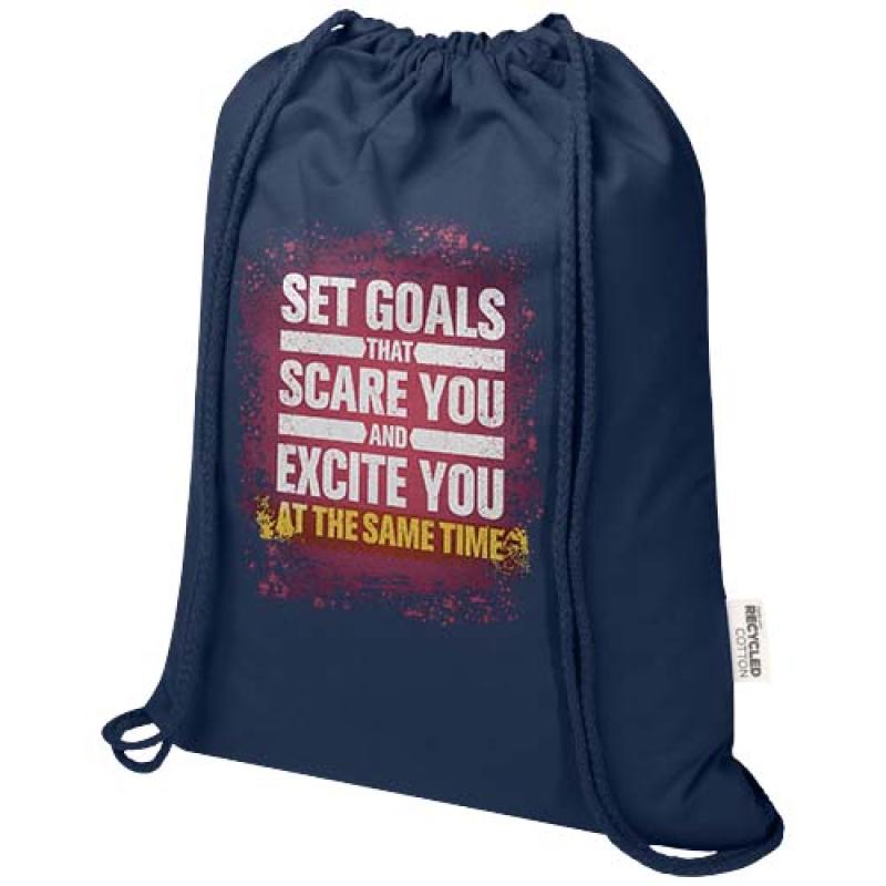 Bolsa con cuerdas de 5 l de algodón reciclado GRS de 180 g/m² "Peru Blend"