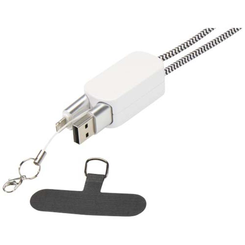 Lanyard de plástico reciclado para smartphone con cable integrado 5 en 1 de 27 W "Anser"