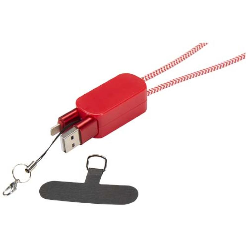 Lanyard de plástico reciclado para smartphone con cable integrado 5 en 1 de 27 W "Anser"