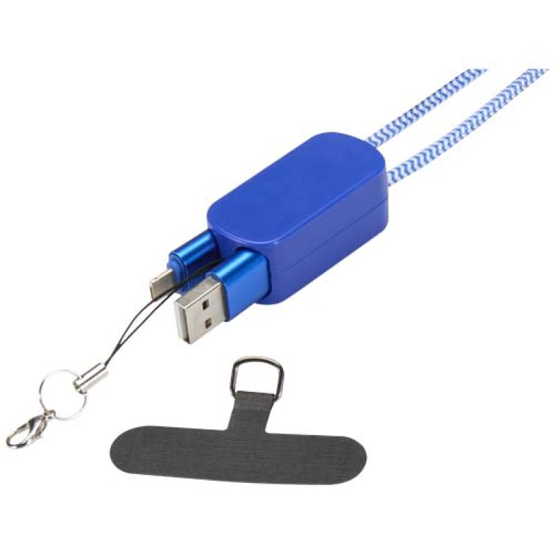 Lanyard de plástico reciclado para smartphone con cable integrado 5 en 1 de 27 W "Anser"