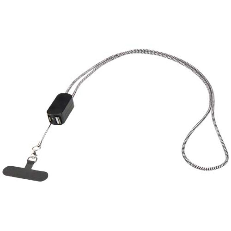 Lanyard de plástico reciclado para smartphone con cable integrado 5 en 1 de 27 W "Anser"