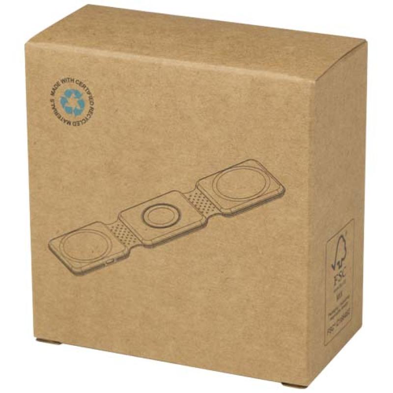 Cargador inalámbrico plegable 3 en 1 de 15 W de plástico reciclado "Armus"