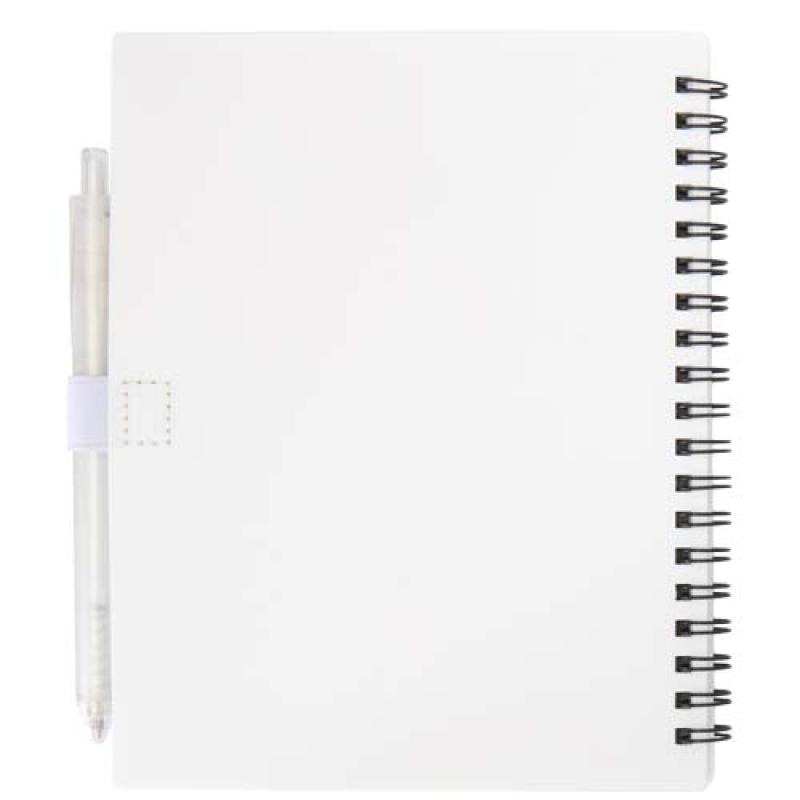 Juego de libreta de tapa blanda y bolígrafo de plástico reciclado (tinta azul) "Niove"