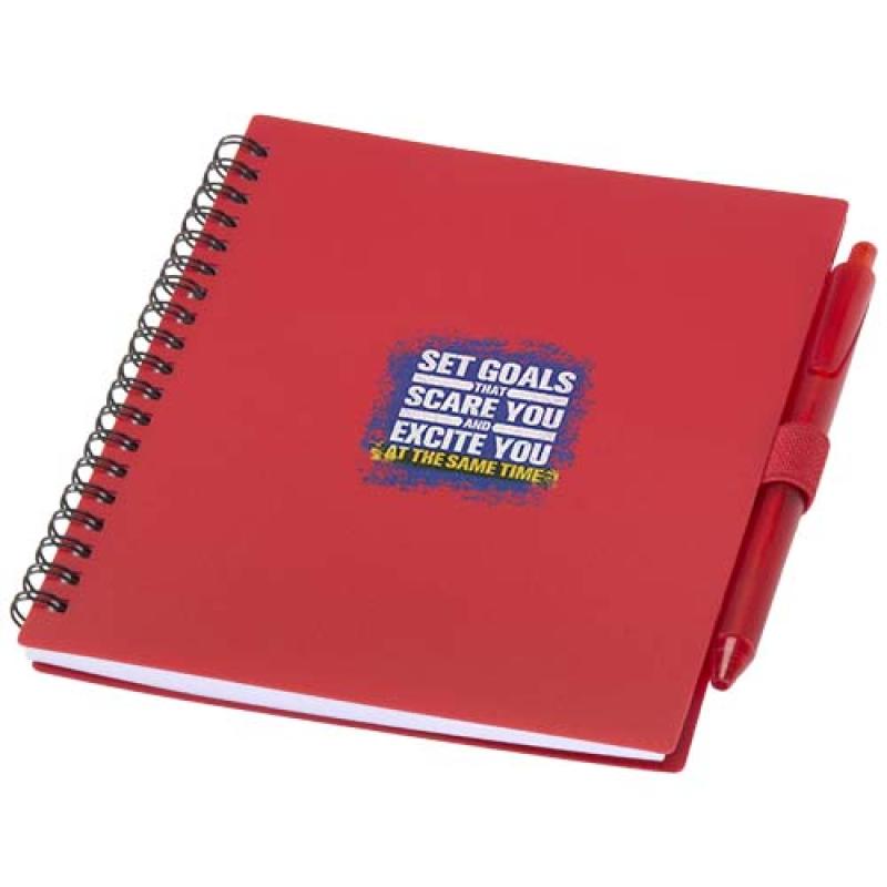 Juego de libreta de tapa blanda y bolígrafo de plástico reciclado (tinta azul) "Niove"