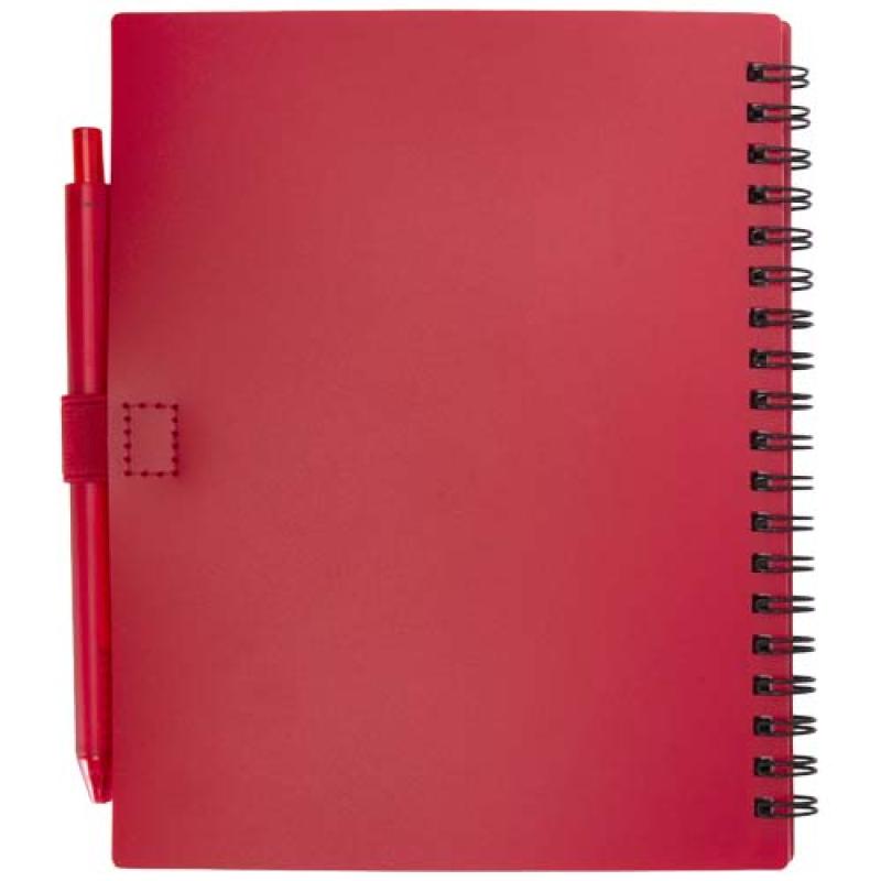 Juego de libreta de tapa blanda y bolígrafo de plástico reciclado (tinta azul) "Niove"