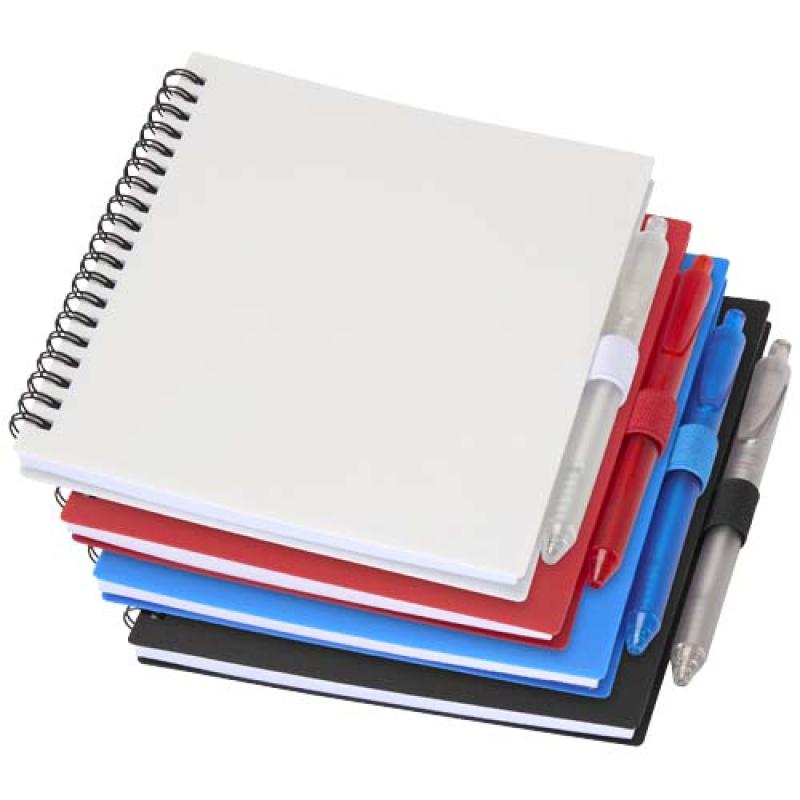 Juego de libreta de tapa blanda y bolígrafo de plástico reciclado (tinta azul) "Niove"