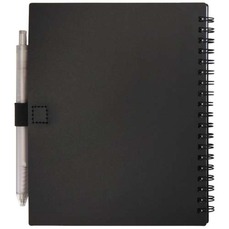 Juego de libreta de tapa blanda y bolígrafo de plástico reciclado (tinta azul) "Niove"