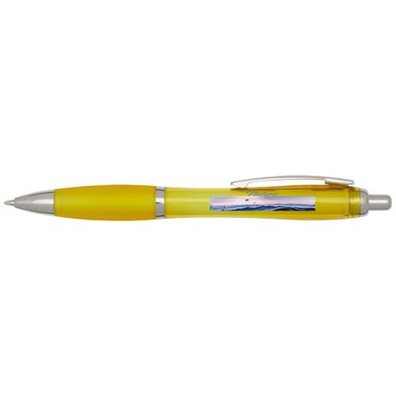 Bolígrafo de plástico reciclado con certificado RCS y cuerpo y empuñadura de color (tinta azul) "Nash"
