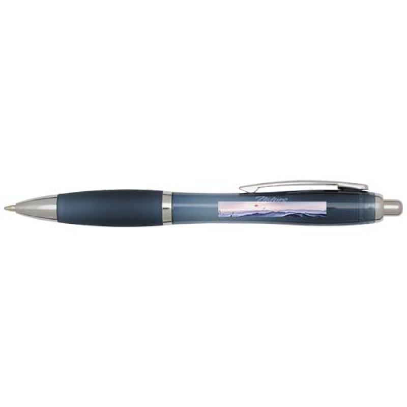 Bolígrafo de plástico reciclado con certificado RCS y cuerpo y empuñadura de color (tinta azul) "Nash"