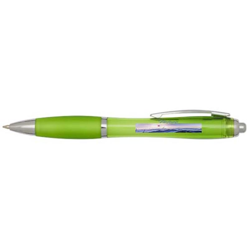 Bolígrafo de plástico reciclado con certificado RCS y cuerpo y empuñadura de color (tinta azul) "Nash"