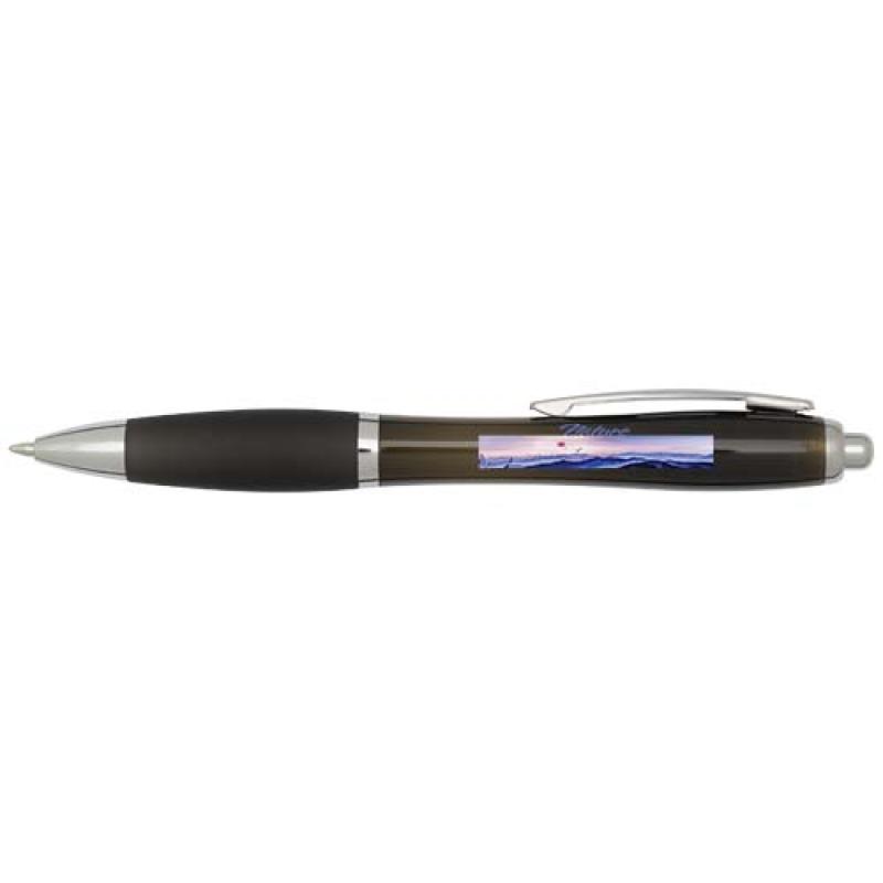 Bolígrafo de plástico reciclado con certificado RCS y cuerpo y empuñadura de color (tinta azul) "Nash"