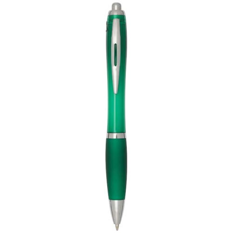 Bolígrafo de plástico reciclado con certificado RCS y cuerpo y empuñadura de color (tinta negra) "Nash"