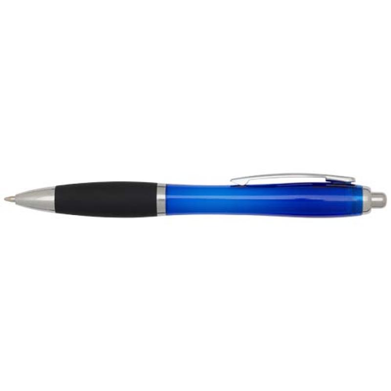 Bolígrafo de plástico reciclado con certificado RCS, cuerpo de color y empuñadura negra (tinta negra) "Nash"