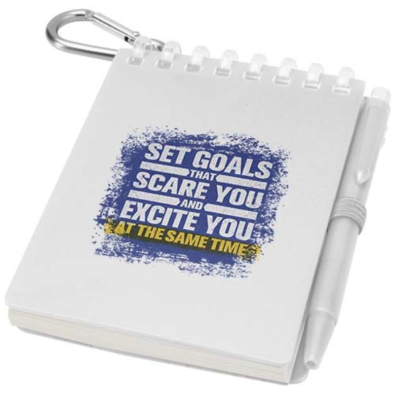 Set de libreta de tapa blanda y bolígrafo de exterior de material reciclado (tinta azul) "Lig Mini"