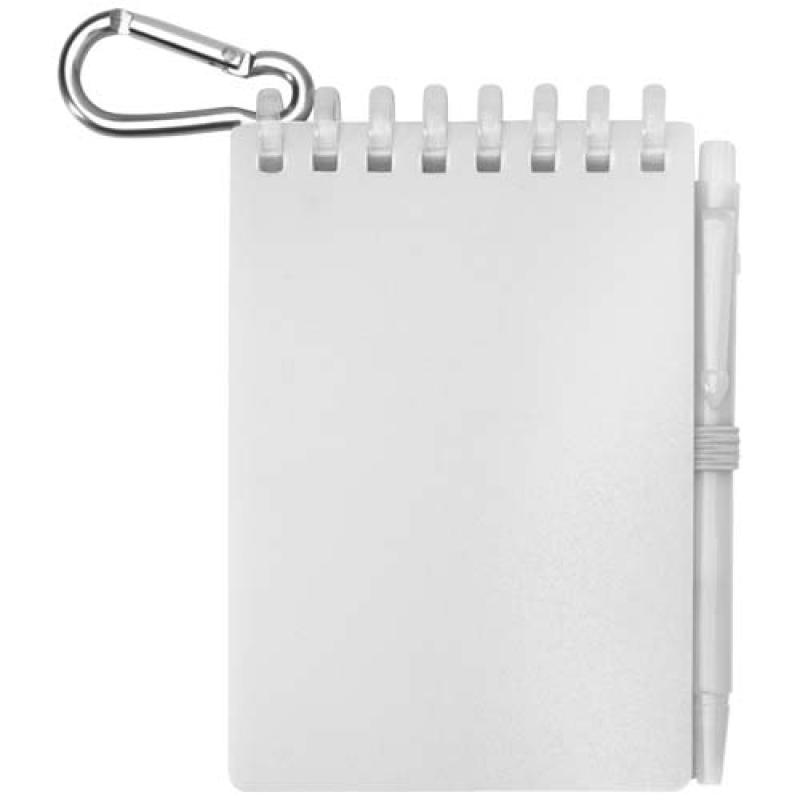 Set de libreta de tapa blanda y bolígrafo de exterior de material reciclado (tinta azul) "Lig Mini"