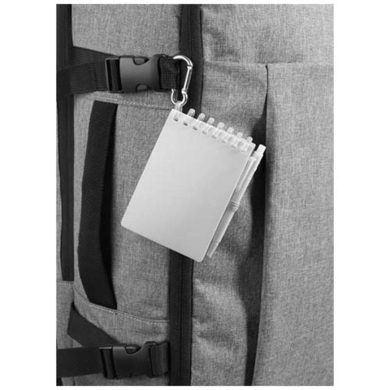 Set de libreta de tapa blanda y bolígrafo de exterior de material reciclado (tinta azul) "Lig Mini"