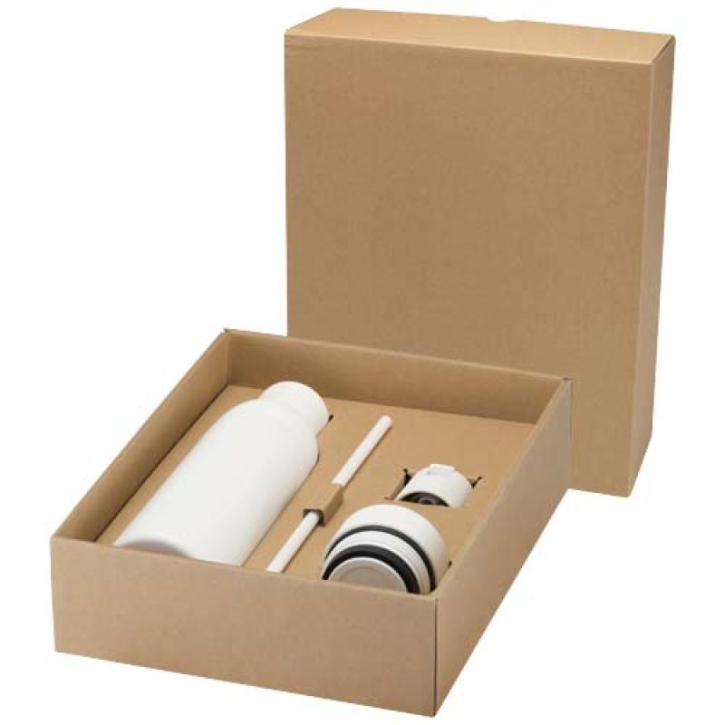 Botella de 650 ml de acero inoxidable reciclado con certificado RCS de doble pared con 3 tapas Iluminate