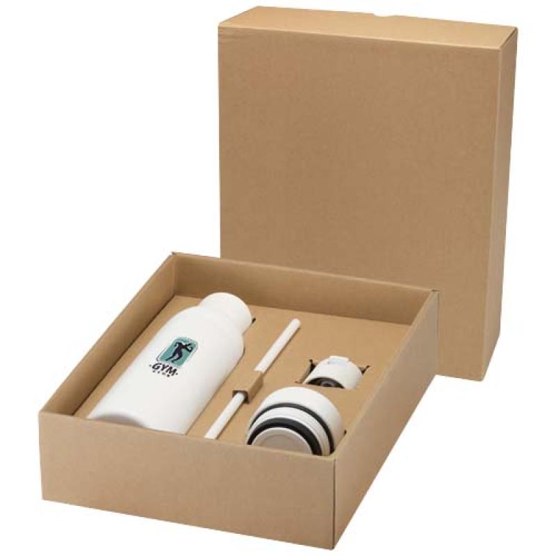 Botella de 650 ml de acero inoxidable reciclado con certificado RCS de doble pared con 3 tapas Iluminate
