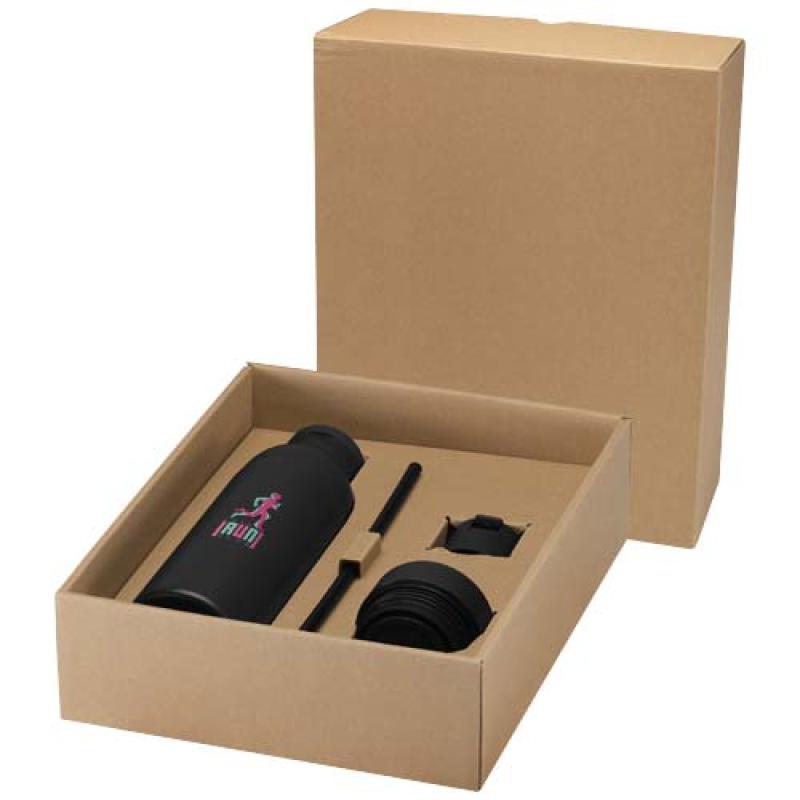Botella de 650 ml de acero inoxidable reciclado con certificado RCS de doble pared con 3 tapas Iluminate