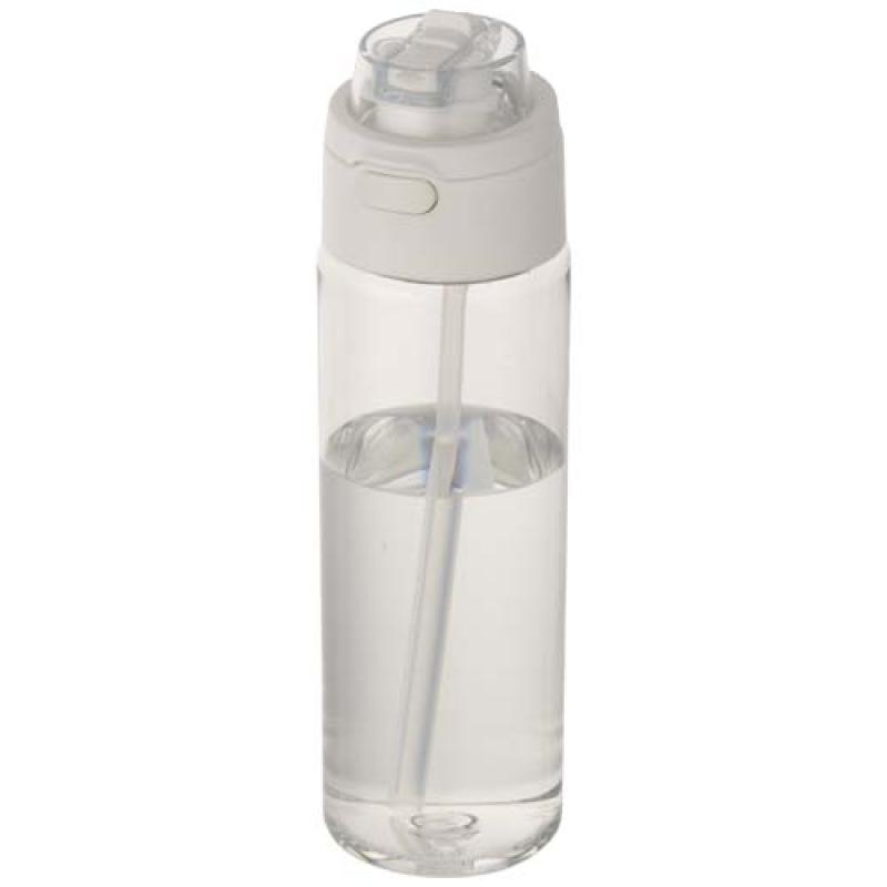 Botella de agua Theron de 700 ml de plástico reciclado RCS con tapa de doble función y pajita abatible