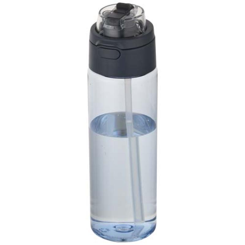 Botella de agua Theron de 700 ml de plástico reciclado RCS con tapa de doble función y pajita abatible
