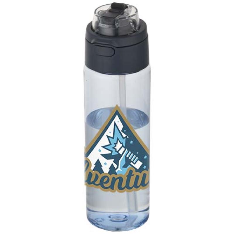 Botella de agua Theron de 700 ml de plástico reciclado RCS con tapa de doble función y pajita abatible