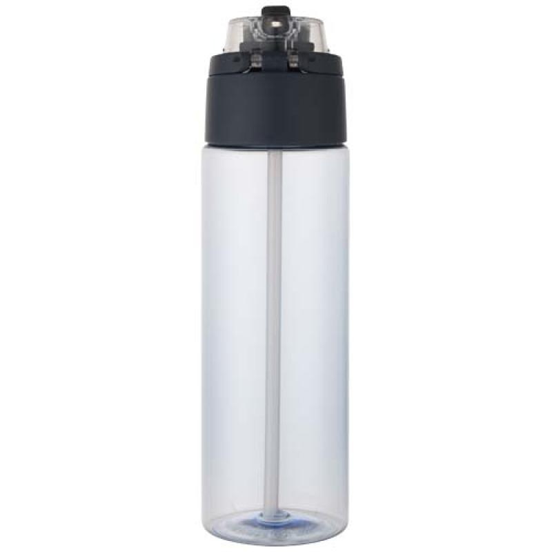 Botella de agua Theron de 700 ml de plástico reciclado RCS con tapa de doble función y pajita abatible