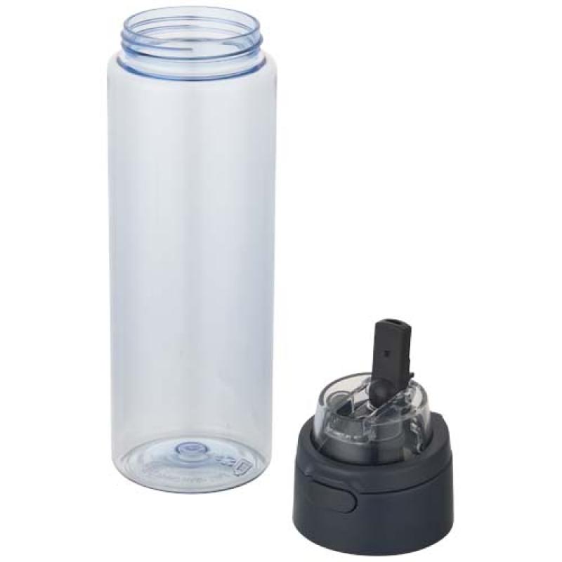 Botella de agua Theron de 700 ml de plástico reciclado RCS con tapa de doble función y pajita abatible