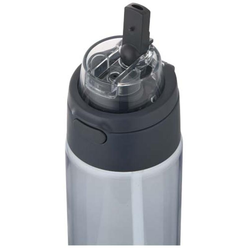Botella de agua Theron de 700 ml de plástico reciclado RCS con tapa de doble función y pajita abatible