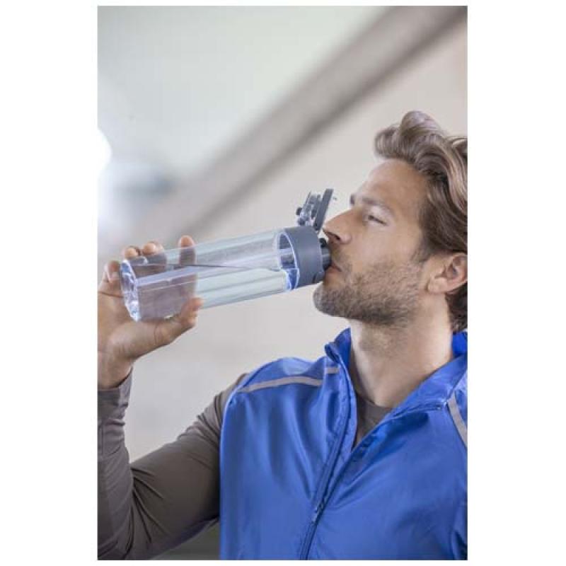 Botella de agua Theron de 700 ml de plástico reciclado RCS con tapa de doble función y pajita abatible